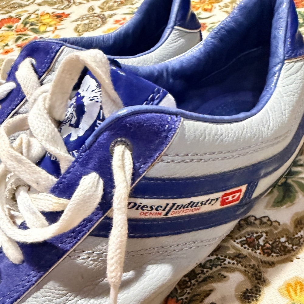 Diesel Y2K Runaway Mens Blue Grey Leather Suede Low Top Sneakers US 13 EUR 47 - Picture 2 of 9